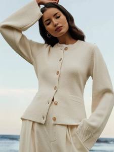 Женский повседневный кардиган-жакет из кашемира и шерсти с индивидуальным логотипом, не скатывается, быстросохнущий, стандартного плетения - Product Image 2