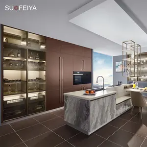 Suofeiya Blum aksesuarları ile özelleştirilmiş Modern tasarım sunta lamine mutfak dolabı