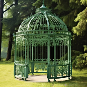 Vente de pavillon en fer forgé de style octogonal de jardin décoré d'antiquités européennes de haute qualité Gazebos verts en fer forgé pour l'extérieur - Product Image 4