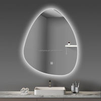 Miroir LED de salle de bain intelligent, moderne, personnalisé, anti-buée, sans cadre, mural, avec interrupteur tactile, en verre écologique, pour hôtel