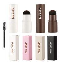 Kit de timbres en poudre à sourcils imperméable longue durée crayon minéral avec pochoirs et pinceau pour sourcils