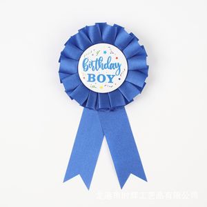 Shi Hui Birthday Girl Boy <b>Ribbon</b> Badge Pink Blue <b>Red</b> Custom Made Party Favor Pin Corsage Round Badge - Product Image 3