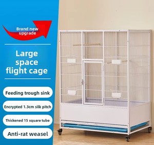 Kandang Burung Terbang untuk Burung Beo & Merpati, Kandang Besar dari Kawat Baja Galvanis Terenkripsi Anti Tikus dengan Baki dan Kotak Plastik - Product Image 1