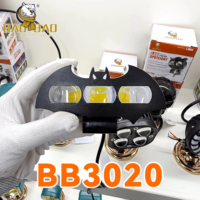 Baobao BB3020 Phare LED externe 12V en aluminium pour moto, couleurs RGB Flash Blanc/Jaune, 3 lentilles, super lumineux, pour modernisation et remplacement