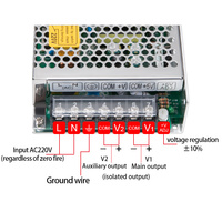 MZMW D-75A D-75B D-75C 75W 5V 12V 15V 24V LED CCTV SMPS Transformateur AC DC Double Sortie Alimentation à découpage multiple