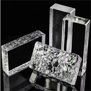 Pared de partición de grano de hielo transparente de doble cara, barra de ladrillo de cristal, pared de fondo de sala de estar, ladrillo de vidrio cuadrado impreso UV - Product Image 1