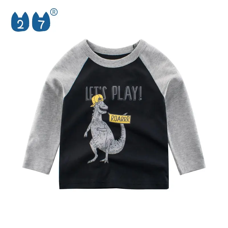 Kaus Anak Laki-laki Desain Lucu, Baju Kaus Lengan Panjang Dinosaurus untuk Anak Laki-laki Umur 2 Hingga 10 Tahun