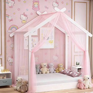 Muebles para dormitorio infantil tipo casa y cama para niños pequeños, cama Montessori tapizada con barandillas - Product Image 5