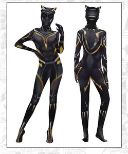 Superhelden Kostüm Halloween Cosplay Jumps uit für Frauen Kinder Deluxe Black Panther 2 Kostüm