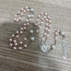 가톨릭 아크릴 묵주 구슬 목걸이 골드 컬러 긴 사슬 십자가 펜던트 목걸이 종교기도 보석 - Product Image 6