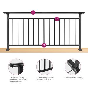 Système de garde-corps en aluminium sur mesure <span class=keywords><strong>pour</strong></span> porche, terrasse, balcon et <span class=keywords><strong>escalier</strong></span>, avec <span class=keywords><strong>quincaillerie</strong></span> complète, installation facile <span class=keywords><strong>pour</strong></span> extérieur et intérieur, garantie de 2 ans - Product Image 5