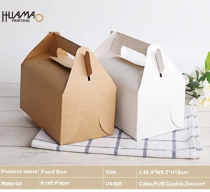Portable Handle Kraft Paper Takeout <b>Box</b> Custom Printed Foldable Food Packaging <b>Box</b> For Cake Cookie <b>Dessert</b> Snack Gift Packaging - Product Image 1
