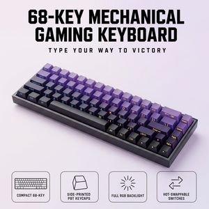 Teclado Mecánico para Juegos con Interruptores Intercambiables en Caliente, RGB, 68 Teclas, Teclas PBT con Impresión Lateral, Cableado USB C, Diseño Compacto 65% para Gamers - Product Image 1