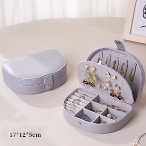 Wholesale Customizable <b>Small</b> PU Leather Simple Durable <b>Jewelry</b> Storage <b>Gift</b> <b>Box</b> Portable Travel Cloud Shape with Snap Button - Product Image 6