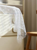 Nappe ronde élégante à carreaux en dentelle, nappe transparente blanche pour douche nuptiale, goûter et décoration rustique de la maison