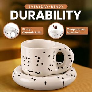 Nordic Style Eco-friendly Ceramic Mug and Saucer <b>Set</b> Espresso <b>Cup</b> Saucer <b>Set</b> for Home House Coffee Use - Product Image 5