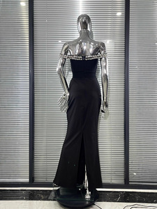 Nuovi Arrivi: Abito da Sera Nero Scintillante con Diamanti, Sexy, Senza Spalline, Stile Sirena, <span class=keywords><strong>Elegante</strong></span> per Feste - Product Image 4