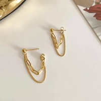 Vente en gros de bijoux en acier inoxydable pour femmes, plaqué or 18 carats, chaîne à pompons, boucles d'oreilles pendantes, longues boucles d'oreilles