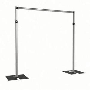 Optional Size Adjustable Silver Metal Frame Pipe <b>Backdrop</b> <b>Stand</b> <b>Wedding</b> Stage Decoration Display Accessories - Product Image 1