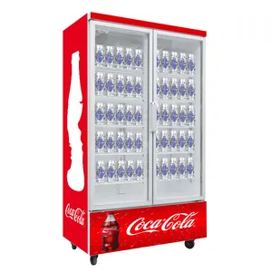 Вертикальный холодильник для напитков в супермаркете, холодильник для холодных безалкогольных напитков, стеклянные входные холодильники с тремя дверцами для супермаркета