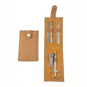 Best Quality Professional 6 Piece Stainless Steel <b>Mini</b> Manicure Gift Set <b>Tools</b> Personal Nail Care Set <b>Kit</b> With Cork Storage Bag - Product Image 4