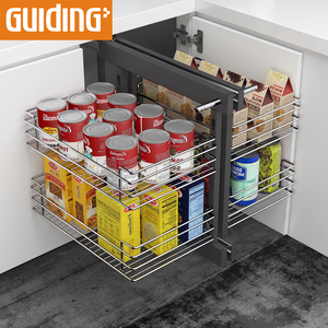 Blind Corner Pull Out Wire Basket Drawer Soft Closing Damper Kitchen Corner Pull Down Under Cabinet Wire Baskets - Product Image 5