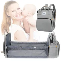 High quality baby nappy bags high quality stock portable diaper bag with changing station baby mommy travel backpack with bed