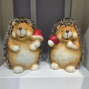 Bahçe seramik hayvan heykeli karikatür kirpi reçine zanaat açık heykelcik sevimli kirpi bahçe süsleri - Product Image 4