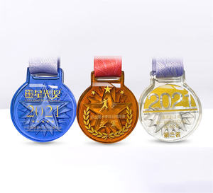 Souvenirs d'événements colorés personnalisé étoile brillante Liuli couleur glaçure médaillons verre cristal Sport médaille - Product Image 2
