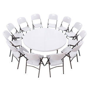Mesa Dobrável De Plástico Mesa De Banco Regular <span class=keywords><strong>5</strong></span> Dobre Ao Meio Mesa De Jantar Redonda