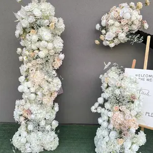 A-804 produttore fiori artificiali arco di nozze bianco personalizzato Runner fiori centrotavola
