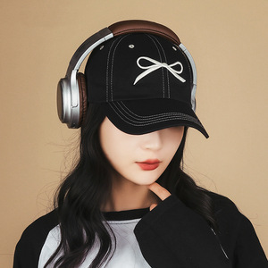 Black Embroidered 3D Bow <b>Baseball</b> <b>Cap</b> For Women Sunshade Breathable Spring Autumn Fashion Hat - Product Image 1