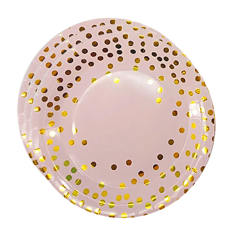 Disposable pink Round Paper Plates & Bowls Paper Plates for Wedding 100% Biodegradable Birthday Party Paper Plate
