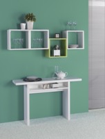 Ensemble de table à manger moderne extensible en bois de haute qualité, de type italien blanc, avec étagère pour bar à domicile et appartement