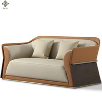 Meubles de salon de luxe haut de gamme, solution de service design tout-en-un, ensemble en cuir sélectionné, canapé multi-personnes