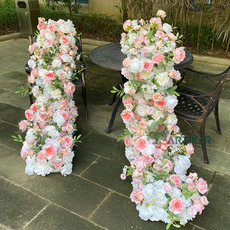 घर शादी की दुकान सजावट दरवाजा फ्रेम फूल पंक्ति दीवार चटाई रेशम गुलाब धावक कृत्रिम फांसी फूल