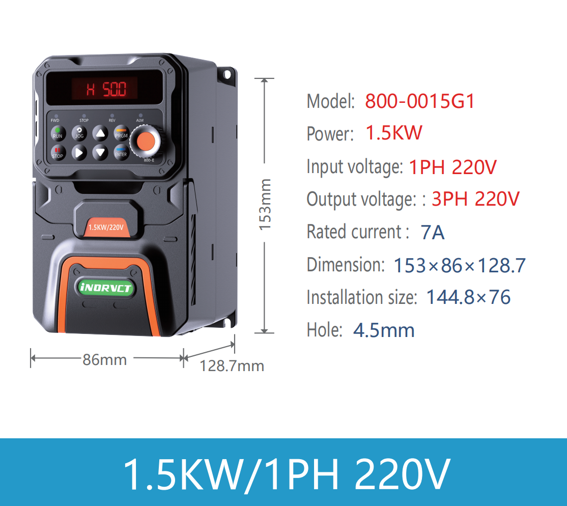 1.5kw/2hp 1phase 220v to 3phase 220V