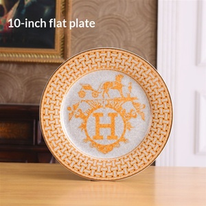 Assiette Plate Ronde Rétro Luxe Léger 8/10/12 pouces en Porcelaine Fine Haut de Gamme pour l'Inauguration de la Maison - Product Image 6