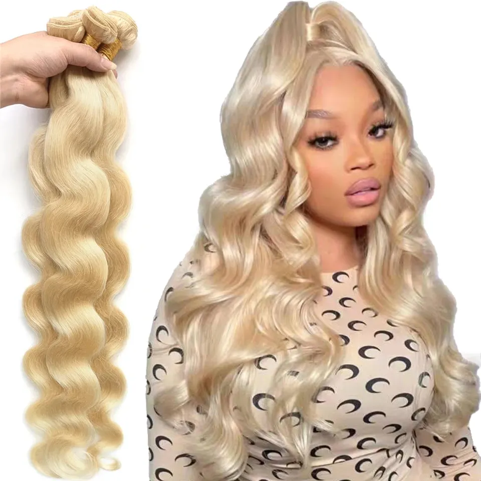 Wholesale 613 Cuticle Aligned Virgin Hair,Russian Blonde Virgin Human Hair Bundle,40 Inch Blonde Brazilian Human Hair Extension
