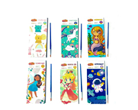 Carnets de coloriage à l'aquarelle 12 pages style dessin animé, ensemble de papiers écologiques avec pinceaux pour la peinture de portraits d'enfants, 6 motifs