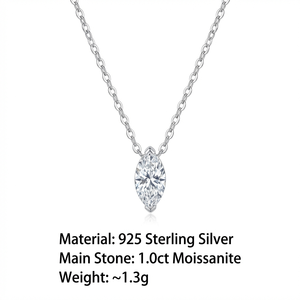 Luxury 1ct Pear Cut Moissanite <strong>Necklace</strong> <strong>D</strong> Color VVS1 - 925 Sterling Silver Elegant Wedding Pendant - S925 Women Jewelry - Product Image 1