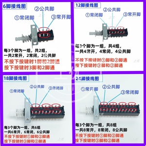 Commutateur à liaison directe pour clavier de piano, 6, 12, 18, 24, 36 broches, combinaison 2, 3, 4, 5, 6, 8 gangs avec mécanisme à ressort - Product Image 3