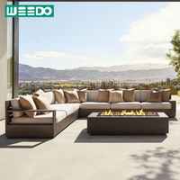 Ensemble de canapés d'extérieur modernes en métal de luxe avec coussins imperméables, ensemble de canapés d'extérieur en aluminium, ensemble de meubles de jardin pour balcon, villa, hôtel