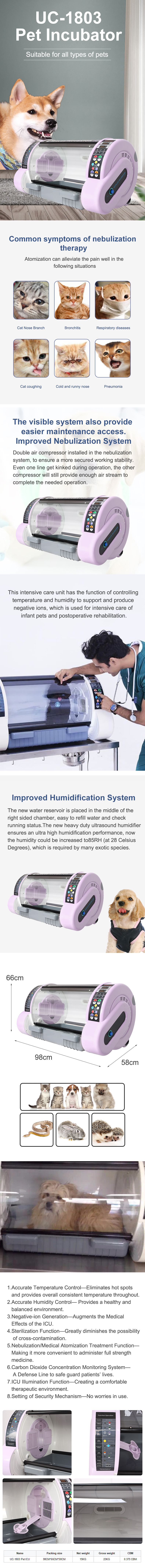 1803 Veterinary High Quality Adjustable Portable ICU Pet Incubator Automatic Pet Incubator