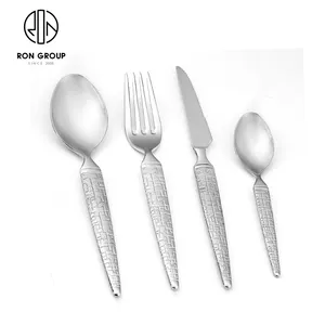 Hot bán High End khách sạn Đảng Wedding nhà hàng Bộ đồ ăn Bạc Set 4 Piece muỗng ngã ba thép không gỉ Flatware dao kéo