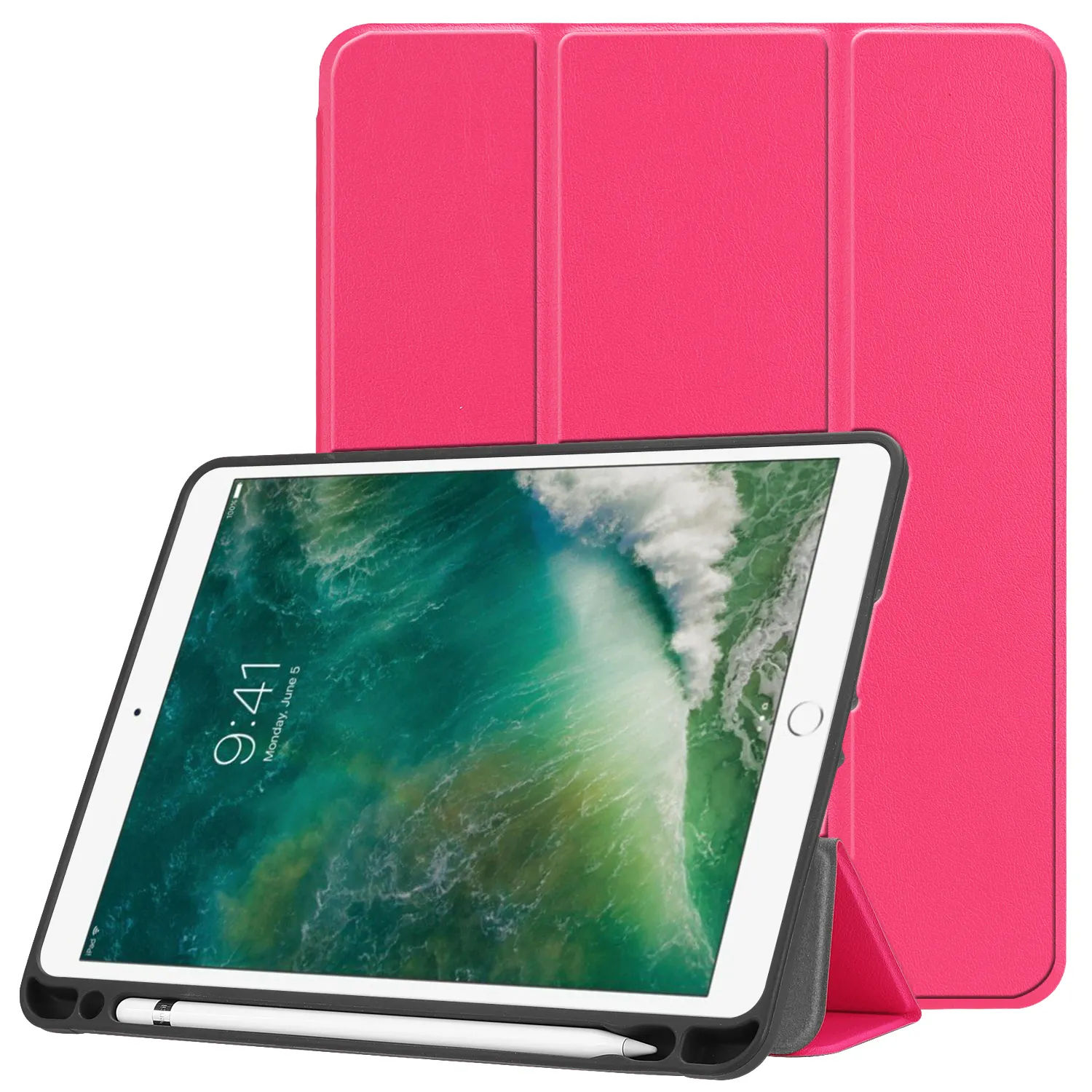 Universal Trifold Tablet Case Pu Leather 9.7 Inch TPU Tablet Cover With pen slot For Apple Ipad air 1/2 ipad 9.7 2017 2018