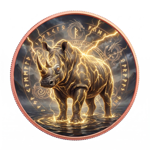 Moneda Coleccionable <span class=keywords><strong>de</strong></span> Desafío Rhino Power <span class=keywords><strong>de</strong></span> 40 mm y 1 oz, <span class=keywords><strong>de</strong></span> Cobre Fino .999, con Medallón <span class=keywords><strong>de</strong></span> Runa <span class=keywords><strong>de</strong></span> Círculo Mágico Antiguo y Totem Duradero - Product Image 1