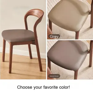 Chaise <span class=keywords><strong>de</strong></span> salle à manger en bois massif <span class=keywords><strong>de</strong></span> Style moderne nordique avec dossier en cuir PU meubles <span class=keywords><strong>de</strong></span> maison <span class=keywords><strong>de</strong></span> luxe légers pour des loisirs d'étude confortables - Product Image 5