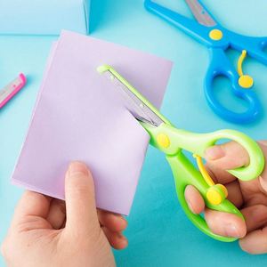 Plastic Paper Cutting - Round Tip Anti-Pinch Safety <b>Scissors</b> With Straight Edge - Product Image 2