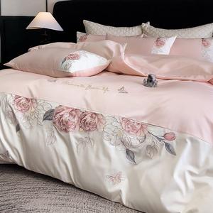 Ensemble de quatre pièces en satin de coton pur moderne de <span class=keywords><strong>luxe</strong></span> léger literie toutes saisons 200TC nombre de fils personnalisable certifié Oeko-Tex - Product Image 3